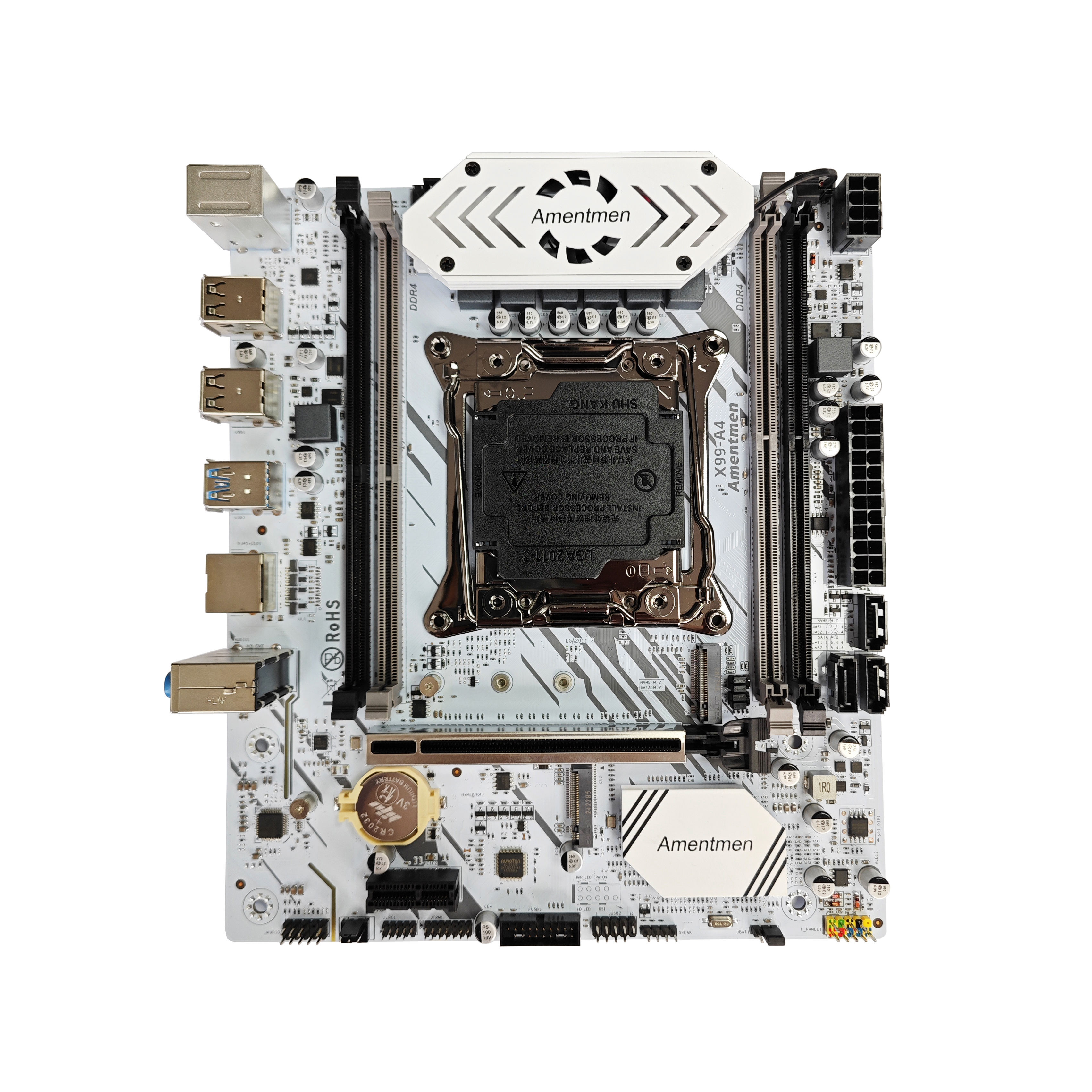 Amentmen X99 A4 White DDR4 M-ATX Motherboard with TPM 2.0 & Wi-Fi Slot