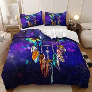 Parure <span class=keywords><strong>de</strong></span> lit <span class=keywords><strong>de</strong></span> luxe moderne imprimée en 3D avec motif <span class=keywords><strong>de</strong></span> feuilles sans fin violettes, <span class=keywords><strong>de</strong></span> haute qualité, douce, 500TC, personnalisable - Product Image 1
