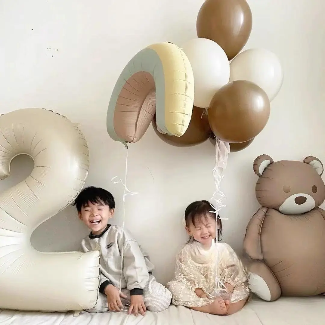 Palloncini in lamina opaca cartone animato orso retrò auto arcobaleno palloncini di elio per festa di compleanno per bambini decorare caramelle mongolfiera
