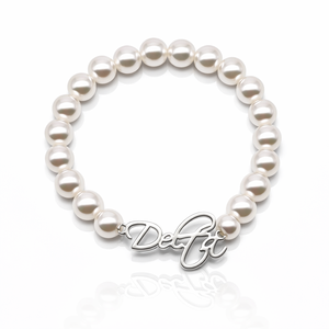 <span class=keywords><strong>Pulsera</strong></span> Elástica de <span class=keywords><strong>Perlas</strong></span> con Diseño de Logotipo de Acero Inoxidable Pulido de Alta Calidad, Sin Deslustre, para Mujer, DST ZPB SGRho IPL - Product Image 5