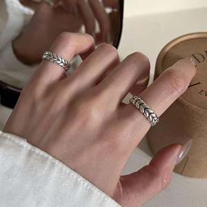 Bague d'index en argent pur S925, motif épi de blé, style neutre, luxe haut de gamme, tendance, pour l'année de la paix - Product Image 3