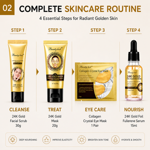 Puissant Anti-âge 24K Or Ensemble de soins de la peau de luxe Éclaircissant naturel Anti-rides Raffermissant Voyage Hôtel Kit Glowing Daily Care - Product Image 2