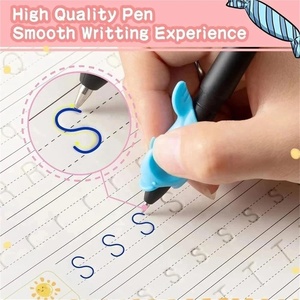 Cuaderno de práctica de caligrafía reutilizable para niños, plantilla de práctica de caligrafía francesa <span class=keywords><strong>Montessori</strong></span> Sank Groove, cuaderno de práctica con bolígrafo mágico - Product Image 4
