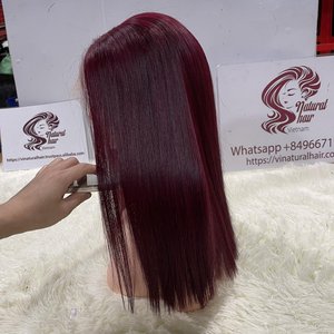 Cheveux humains vierges bruts vietnamiens Perruques Vietnam HD vin rouge Perruques frontales droites avec dentelle pour humains noirs vente en gros - Product Image 5