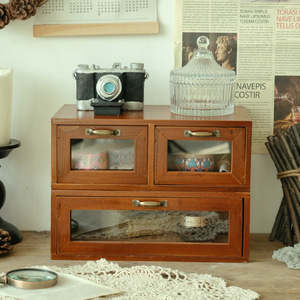 Caja de Almacenamiento de Madera Maciza con Cajones, Organizador de Escritorio Rectangular a Prueba de Polvo, Capacidad de 18L, Almacenamiento Decorativo para Sala de Estar - Product Image 2