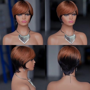 <span class=keywords><strong>Perruque</strong></span> de cheveux humains lisses et raides, couleur populaire pour femmes, cheveux vierges vietnamiens, sans colle, avec frange, coupe courte, bob, bouclée - Product Image 6
