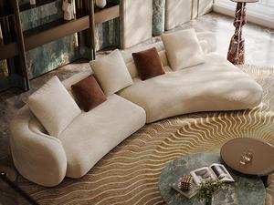 Canapé d'angle moderne et minimaliste en tissu chenille doux, avec coussins de dossier moelleux, double accoudoir en H, réglable, en métal - Product Image 4