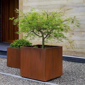 Jardinières en métal avec revêtement en poudre personnalisé, pots de jardin en acier corten, grandes jardinières d'extérieur - Product Image 5