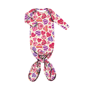 Robe pour bébé - Pyjamas noués pour nouveau-né pour bébé fille, doux, extensible, manches longues, robes pour bébé pour la Saint-Valentin <span class=keywords><strong>avec</strong></span> lien à nouer en bas - Product Image 6