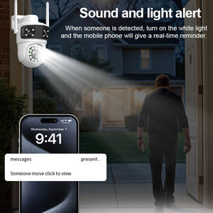 Kamera pengawas ptz 6MP tiga lensa tiga layar 4G rumah 3K UHD luar ruangan nirkabel wifi cctv Monitor keamanan kamera jaringan - Product Image 3