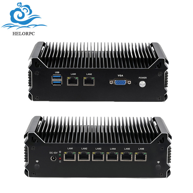 HelorPC Mini Fanless PC Intel 3865U Processor 8 I211AT Gigabit LAN 32GB DDR4 2 USB 3.0 1 VGA Firewall Router Edge Computing