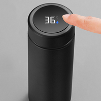 Étanche 500ml En Acier Inoxydable Numérique Led Affichage De La Température Bouteille D'eau Noire Flacon Isolé Bouteille D'eau Intelligente