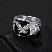 Bague Hip-Hop Tendance Homme Plaqué Or Ailes Volantes en Acier Inoxydable Audacieux Style Européen et Américain, Meilleure Vente Transfrontalière