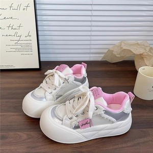 Chaussures en cuir <span class=keywords><strong>pain</strong></span> blanc pour femmes grosses légères avec fond épais doux et petite <span class=keywords><strong>planche</strong></span> pour grosse tête - Product Image 5
