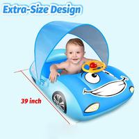 Flotteur de piscine pour bébé avec conception de voiture 3d flotteur de natation pour bébé en PVC robuste siège de bain gonflable bateau avec volant pour tout-petit