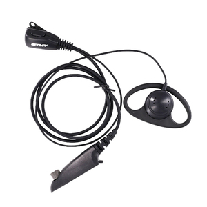 ET-ER2700 D Shape Earpiece with PTT Microphone Black Two Way Radio Headset for GP328 GP340 GP380 HT1250 MTX960 Portable Radio - Product Image 1