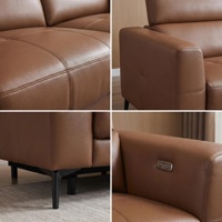 Sofa Kulit Asli Mewah XIYUA Tiga Dudukan Kaki Baja Tahan Karat Busa Desain Modern Apartemen Ruang Tamu Rumah Hotel Villa 10