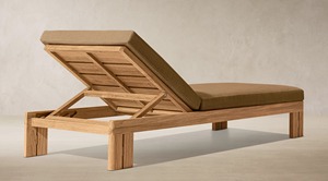 Chaise longue de jardin en teck avec coussin, dossier réglable, mobilier de patio moderne et contemporain pour jardin, piscine, terrasse - Product Image 5