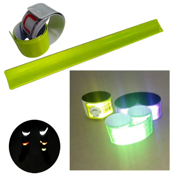 Warn schutz PVC Slap reflektieren des Armband fluor zierend gelb reflektieren des Armband Snap Armband für Jogger Walker Radfahrer