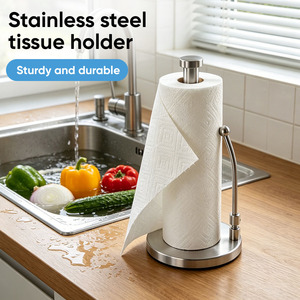 Porte-serviettes en papier vertical en acier inoxydable, support moderne pour serviettes de table, pour comptoir de cuisine, restaurant, hôtel - Product Image 1
