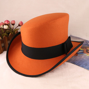 100% len/cảm thấy mũ cao bồi Howell cho mũ cao bồi miền Tây với phụ nữ vành đai khác nhau cảm thấy mũ hàng đầu - Product Image 1