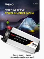Onduleur à onde sinusoïdale pure pour alimentation hors réseau, Série P, 6000W, 12V 24V 48V vers 220V, haute puissance industrielle, avec affichage LED