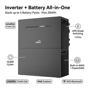 Système de stockage d'énergie domestique tout-en-un TSUN <span class=keywords><strong>TSOL</strong></span>-B4000Lite, batterie au phosphate de fer et de lithium empilable 300Ah 51.2V 2-10kW hybride - Product Image 5