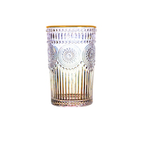 Fournisseur unique de verrerie de table : Verre à eau Sun Flower, Verre à whisky à bord doré