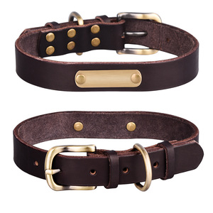 <span class=keywords><strong>Collar</strong></span> de perro para mascotas de cuero genuino ajustable personalizado de alta calidad de la fábrica Beirui, conjunto de plomo, patrón sólido elegante duradero - Product Image 6