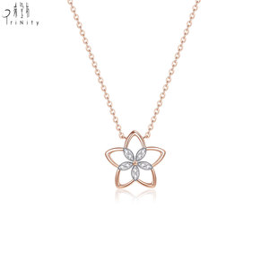 Collier tendance de haute qualité en or rose massif 18 carats avec pendentif étoile et diamant naturel, vente en gros pour l'exportation - Product Image 1