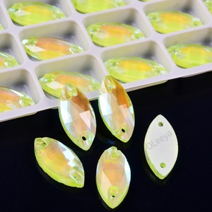 Oleeya Glowing <b>Neon</b> AB Colors Horse Eye Shape Colorful Crystal Sew on Rhinestones Flatback Glass Strass for Bikini <b>Dress</b> - Product Image 5