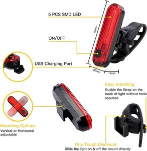 Lumière de sécurité pour vélo avec logo personnalisé, rechargeable par USB, LED COB, 4 modes, haute luminosité, cadeau promotionnel, support universel pour tige de selle - Product Image 3