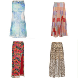 Falda Maxi Larga Estilo Vacaciones en la Playa para Mujer, Informal, Natural, Suave, de Verano, a Bajo Precio, Linda y Chic, con Estampado Floral, Corte en A - Product Image 1