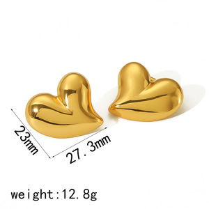 Pendientes con forma de corazón de acero inoxidable dorado para mujer, joyería de fiesta TE6668 - Product Image 3
