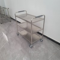 Vente en gros Chariot métallique robuste double trois couches Cuisine commerciale Fabrication d'acier Service mobile Structure en acier mobile