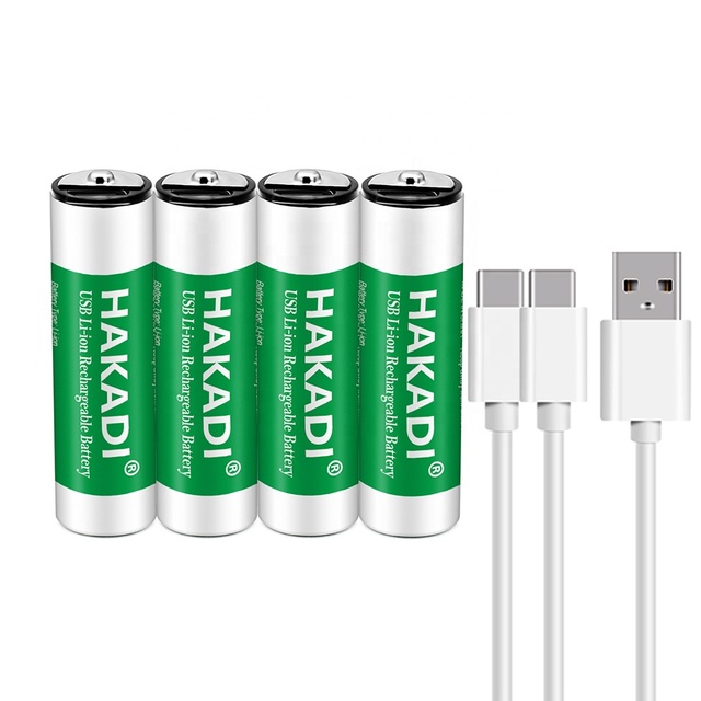 HAKADI AA Battery Lithium Ion 1.5V 2500mWh Rechargeable Li-ion AA Battery With USB for Alarm Clock and Wireless Keyboard