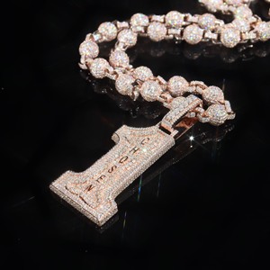 Ciondolo Personalizzato Stile Hip Hop con Iniziale e Numero 1 in <span class=keywords><strong>Argento</strong></span> Sterling S925 con Moissanite VVS Colore <span class=keywords><strong>D</strong></span> per Uomo e Donna con Certificato - Product Image 1