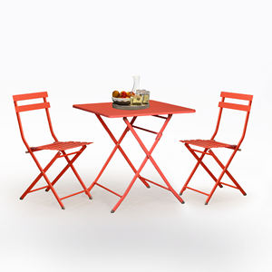MESA PLEGABLE DE METAL TIPO BISTRO BEGONIA Y JUEGO DE 2 SILLAS - Product Image 1