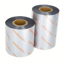 Pita Transfer Termal Resin Warna Perak Matte untuk Printer Label dan Mesin Faks yang Kompatibel Lebar 30mm Pencetakan Barcode