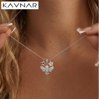 Collar con colgante de estrella estilo hada KAVNAR para mujer, cobre chapado en oro blanco