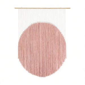 <span class=keywords><strong>Tapisserie</strong></span> murale minimaliste en macramé, cercle rond, franges vert olive, pour hôtels et chambres d'hôtes - Product Image 6