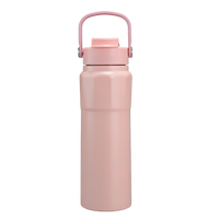 Bouteille d'eau isotherme en acier inoxydable 750 ml avec couvercle 2-en-1 à paille et bec verseur, isolation froide 6-12 heures, anti-fuite, pour le camping