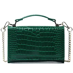 New Fashion Style Clutch Wallet Bag Crocodile Pattern Leather Women Long Purse Wallet With Chain Snake Pattern Wholesale