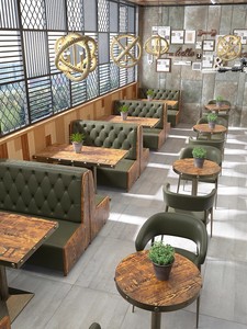 Vente en gros de banquettes de <span class=keywords><strong>restaurant</strong></span> rétro de qualité supérieure, durables et bon marché avec tables - Product Image 4