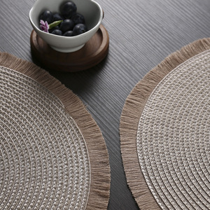 Napperons tissés pour Tables à manger, ensembles <span class=keywords><strong>de</strong></span> tapis ronds en lin et <span class=keywords><strong>macramé</strong></span> - Product Image 3