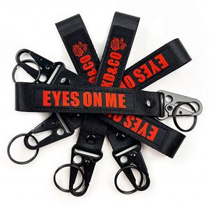 Promotional Short Lanyard Carabiner Fabric Woven <b>Keyring</b> Strap Custom Nylon Keychain with Logo - Product Image 2