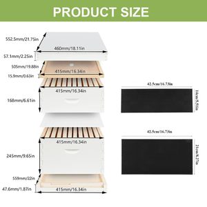 ชุด B-7L witbee langstroth Bee แบบไม่ประกอบ10กรอบไม้แผ่นรองพื้นเคลือบขี้ผึ้งทาสีขาวหนา20มม. - Product Image 3
