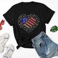 Usine Coeur Forme Strass Transfert De Chaleur pour T-shirt Drapeau Personnalisé Strass Appliques Hot Fix Strass Motif