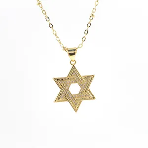Thời trang Israel sao của David o-chuỗi Vòng cổ mạ vàng đồng Zircon Solomon đồ trang sức người Do Thái quà tặng cho nam giới phụ nữ
