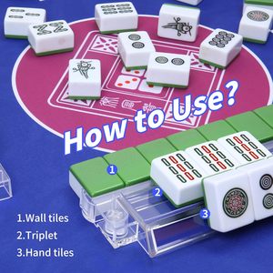 Support de Mahjong en Acrylique Premium 4 Pièces avec Poussoirs Intégrés, Bases Rotatives Transparentes, Accessoire de Table de Mahjong Fabriqué en Chine - Product Image 4